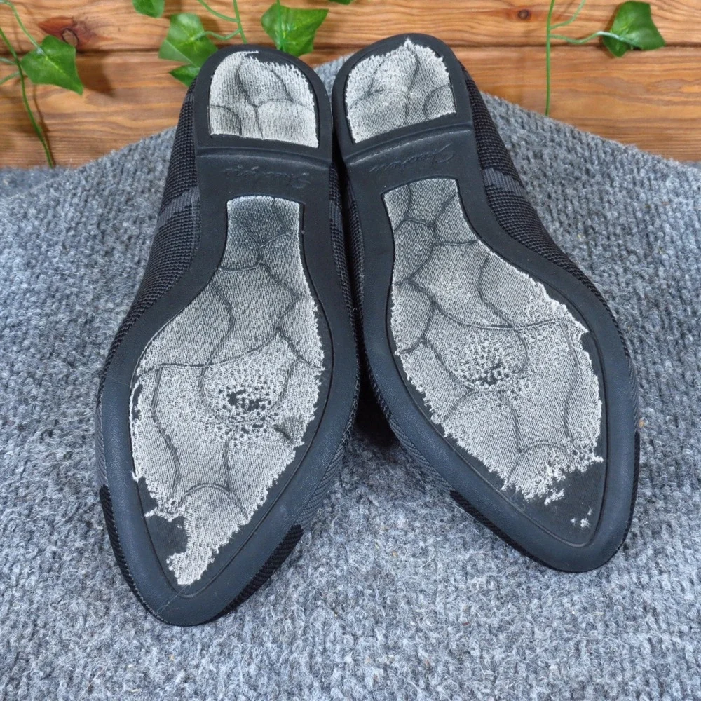 Skechers Cleo Wham Women Ballet Flat Size 7 Comfort Work Shoe Black Charcoal